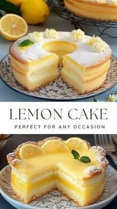 Cakes With Custard Filling, Lemon Custard Cake Recipe, Extreme Lemon Bundt Cake Recipe, Egg White Desserts, Birds Milk Cake Recipe, Fancy Fall Desserts, Best Lemon Desserts, Lemon Custard Cake, Lemon Ideas