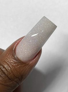 White Sparkly Nails, White Sparkle Nails, Shimmery Nails, Sparkly Acrylic Nails, Powder Glitter Nails, Wedding Glitter, Glitter Nails Acrylic, Milky Nails