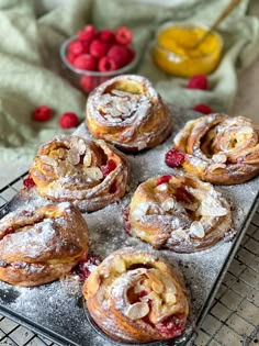 fresh raspberry pastries on a cooling rack