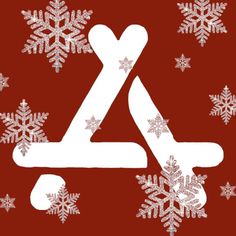 the letter z is made up of snowflakes and stars on a red background