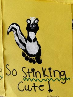 a piece of yellow paper with an image of a skunker on it