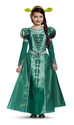 Pass the time in Far Far Away dressed in this Princess Fiona costume from the… Shrek And Fiona Costume, Shrek Costumes, Halloween Costumes Kids Homemade, Fiona Shrek, Halloween Costumes Kids Boys, Halloween Kids Costumes Girls