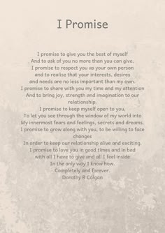 a poem written in the language of i promise