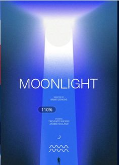 an advertisement for moonlight featuring a man standing under a lamp