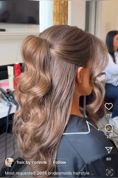 Bride Hoco Hairstyles With Gems, Blonde Bridesmaid Hair Half Up, Hen Do Hairstyles, Moh Hairstyle, Bachelorette Hairstyles, Maid Of Honor Hairstyles, Debs Hair, Moh Hair, Race Day Hair