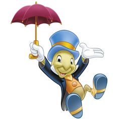 a cartoon character holding an umbrella in the air