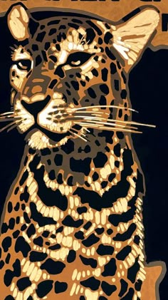 a painting of a leopard on a black background