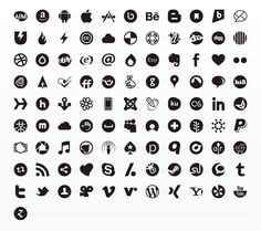 a large set of black and white icons on a white background, all in different styles