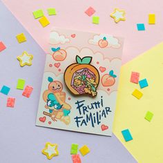 "Our Frutti Familiar pins are fun, rose gold enamel pins, that make the perfect gift for you or you friends! Designed in the shape of a cute peach, with a window into the calm life of the witch that resides there. ✦ PIN DETAILS ✦ ☾ Rose Gold Plated Hard Enamel Pins ☾ Double Rubber Backing ☾ ~1.25\" Inches Tall ☾ Backed on Illustrated cards   ~ ✦ PIN GRADING ✦ ☾ A Grades: Near \"Perfect\" Pins; The product may have some minor scuffs, minor bubbles, or minor enamel fill imperfections, which happens naturally during the manufacturing process. ☾ B Grades: Slightly Imperfect Pins, More noticeable flaws such as scratches, low enamel fill, or slight oxidation.   ~   Thank you so much for everyone's love and support! I appreciate it so much!   ~   ✦ TWITTER: https://twitter.com/vanduobones ✦ INSTA Cute Enamel Pin For Gifts, Room Trinkets, Diy Merch, Calm Life, Cute Peach, Illustrated Cards, Pin Ideas, Enamel Pin Collection, Pin Cute