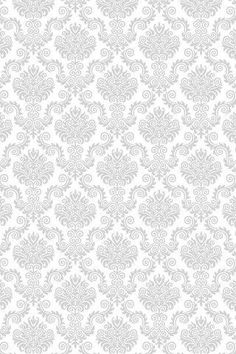 a white and gray wallpaper pattern with swirls