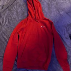 Never Worn Red Nike Hoodie Cheap Red Nike T-shirt, Red Fleece Long-sleeve Hoodie, Red Fleece Hoodie With Double-lined Hood, Red Hooded Sweatshirt With Double-lined Hood, Red Fleece Sweatshirt With Drawstring Hood, Red Hoodie With Adjustable Hood, Red Hoodie With Drawstring Hood, Nike Crew Neck Hoodie For Winter, Red Winter Hoodie