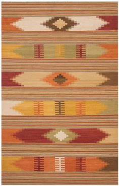 an area rug with different colors and patterns