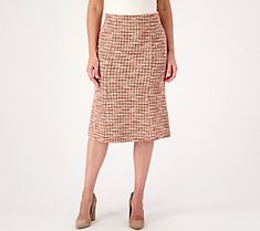 Fitted with a fluted shape and flattering on every figure, this tweed pull-on pencil skirt will leave you looking polished and feeling oh-so profesh for in-office presentations, Sunday brunch in the big city, or in-person job interviews (fingers crossed!). From Isaac Mizrahi Live!TM.\n\nOriginal item is A567697. This product may be a customer return, vendor sample, or on-air display and is not in its originally manufactured condition. It may not be new. In some instances, these items are repacka Jacquard Pencil Skirt, Job Interviews, The Big City, Fingers Crossed, Isaac Mizrahi, Crossed Fingers, Sunday Brunch, Princess Seam, Big City