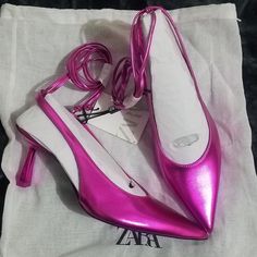 Brand New With The Tag, No Flaws Heel Is Approx 2.5in True To Size Usa6.5 Or Eu37 Thank You, Your Purchase Supports My Small Business, I Appreciate It. Don't Have A Poshmark Account? Sign Up Today Using My Code: Aleksabrooklyn & Save $10 Off Your 1st Order! Pink Pointed Toe Kitten Heels With Heel Strap, Pink Kitten Heels With Heel Strap And Pointed Toe, Pink Slingback Pumps With Wrapped Heel For Party, Pink Party Slingback Pumps With Wrapped Heel, Purple Pointed Toe Slingback Pumps For Evening, Pink Block Heel Court Shoes For Party, Zara Slingback Pumps With Round Toe For Party, Zara Slingback Pumps For Party With Round Toe, Purple High Heel Slingback Pumps For Spring