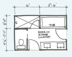 a drawing of a bathroom with the measurements