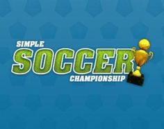 the simple soccer championship logo is displayed on a blue background with green and yellow letters