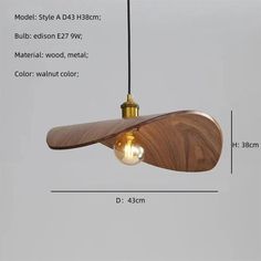 the wooden light fixture is shown with measurements