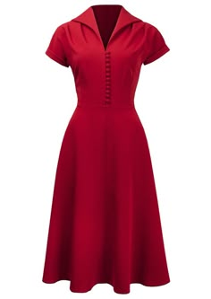 40s Weekender Dress - Red - Fashion 1930s, 1940s & 1950s style - vintage reproduction Fashion 1940s, 1940's Fashion, 1940s Style, 40s Fashion, Vintage Style Dresses, 1940s Fashion, 1950s Fashion, Mode Vintage, Style Dresses