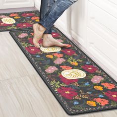 two woman standing on the kitchen floor with their feet propped up in front of them