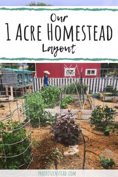 a garden with text overlay that reads our l'arce homestead layout