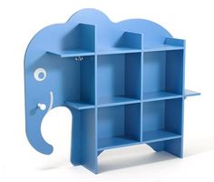 an elephant shaped bookcase with shelves on each side