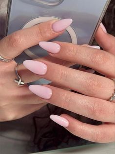 Ongles Rose Pastel, Baby Pink Nails, Long Almond, Light Pink Nails, Baby Rosa, Manicure Gel, Pink Spring, Pink Acrylic Nails, Neutral Nails