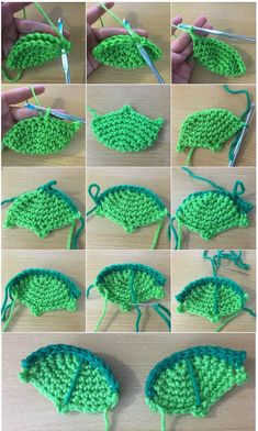 crocheted leaves are being used to make an ornament