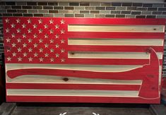 an american flag made out of wooden planks