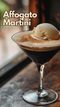 an alcoholic martini with ice cream on top