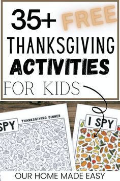 thanksgiving activities for kids with the text overlay