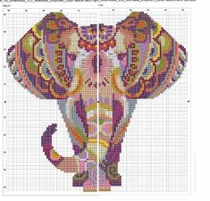 an elephant is shown in the middle of a cross - stitch pattern, which has been completed