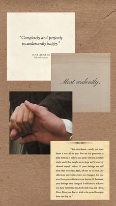 a collage of photos with words and pictures on it, including two hands holding each other