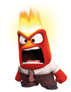 an angry red cartoon character with his mouth open and eyes wide open, wearing a tie