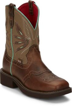 Justin Women's Nettie Western Boots, 8 in., L9536 100 B B Tan, Olive Fabric, Boots Square Toe, Womens Riding Boots, Boot Companies, Western Boots Women, Square Toe Boots, Justin Boots, Tractor Supply