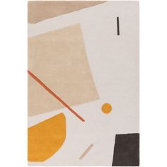 an abstract rug with various shapes and colors