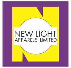 the new light apparels limited logo on a purple and yellow square with white letters