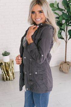 Artema Jacket - Charcoal #jacket #springfashion #fallfashion #ad #coat Plus Size Fall Fashion, Girls Fall Outfits, Women Long Sleeve Dress, Jacket With Hood, Anorak Jacket