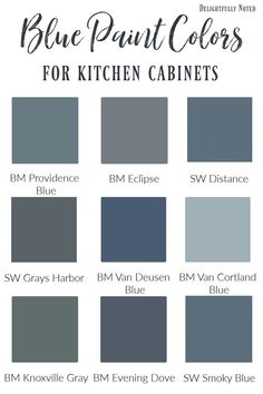 blue paint colors for kitchen cabinets with the words, blue paint colors for kitchen cabinets