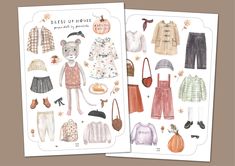 two paper dolls with clothes and shoes on them