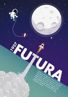 an advertisement for futura with space shuttles flying over the moon and rocket ship