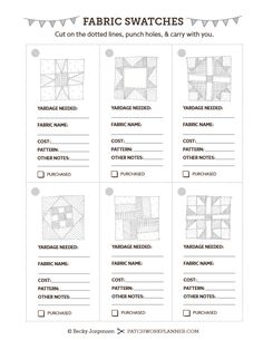 the fabric swatches pattern is shown with instructions to make it look like they have been cut