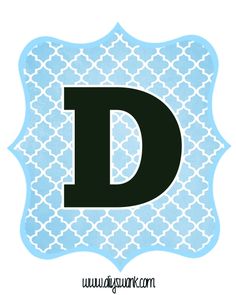 the letter d is shown in blue and white