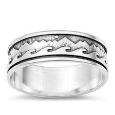 Oxidized Mountain Wave Promise Ring .925 Sterling Silver Band Jewelry Female Male Unisex Size 8 All our silver jewelry is crafted from .925 silver also commonly referred to as sterling silver. Sterling silver is the standard for beautiful high-quality silver jewelry and can not be replicated by lower priced silver plated jewelry. It is 92.5% pure silver, mixed with alloys to add strength and durability to stand the test of time. We promise superior service which includes fast shipping, great communication, and Walmart's refund policy. Keep your fine jewelry shiny and elegant by storing it properly. Jewelry needs to be stored in a dry area, preferably away from air in a jewelry box or plastic bag. Avoid exposure to harsh chemicals. Use a polishing cloth to remove tarnish build-up over time. Ocean Rings, Waves Ring, Mountain Ocean, Silver Mountain, Wave Ring, Plain Bands, Band Jewelry, Silver Plated Jewelry, Silver Band Ring