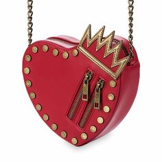 Descendants Fashion, Descendants Red, Evie Descendants, Mal And Evie, Heart Purse, Red Studs, Heart Crown, Disney Bags, Disney Bag