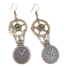 Tik Tok! It's time to put on your steampunk earrings! Steampunk jewelry Metal type: zinc alloY Shape: clock Gender: women Gear Earrings, Chain Watch, Watch Pendant, Studded Earrings, Steampunk Clock, Steampunk Earrings, Steam Punk Jewelry, Punk Earrings, Style Steampunk