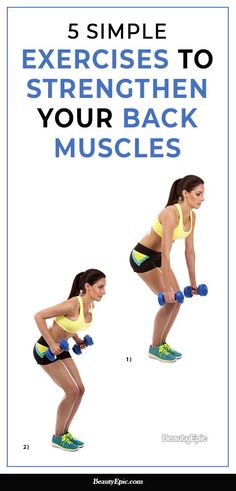 a woman doing exercises with dumbbells for back muscles