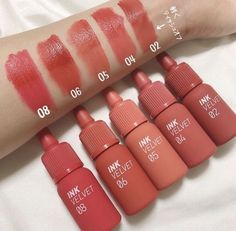 Discover the stunning shades of Peripera Ink Velvet lip tints! Featuring shades 02, 04, 05, 06, and 08, this swatch image showcases rich, pigmented, and velvety textures perfect for any look. Whether you're going for a bold statement or a soft, natural vibe, these lip tints have got you covered. Swipe for your favorite shade! 💄✨
#LipTints #PeriperaInkVelvet #MakeupSwatches #BeautyLovers #VelvetFinish #KBeauty #Lipsticks #MakeupInspiration #BoldLips #SoftMatte Peripera Swatches, Ink Velvet, Velvet Lip Tint, Lipstick Kit, Korean Eye Makeup, Makeup Accesories, Beauty Makeup Tutorial, Lip Makeup Tutorial, Fancy Makeup