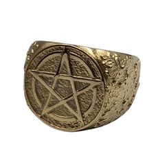 Your personal Wiccan pentacle ring to stay connected Connect yourself to the world beyond wearing a mysteriously charming ring from my Witchy Jewelry Collection. For the centuries, our ancestors used significant jewelry not only to impress with the look, but to underline an important message or as an amulet. Anyone who feel inspired by witch craft, witchy and goth accessories, should definitely consider wearing this captivating Pentacle ring on their finger. It is high-quality product made from Witchy Pendant, Pentacle Ring, Witchcraft Jewelry, Witch Ring, Greek Mythology Jewelry, Pagan Beliefs, Oak Leaves And Acorns, Mythology Jewelry, Hand Casting