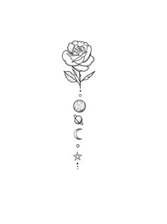 a drawing of a rose and moon on a white background with the word love written below it