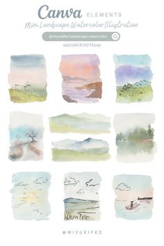 watercolor brushes are used to create an image